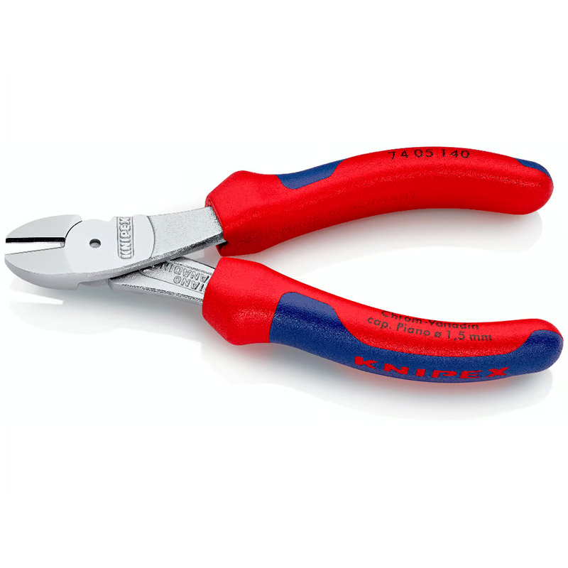 Cleste de forta KNIPEX cu taietura laterala si parghie mare, cromat, 140 mm