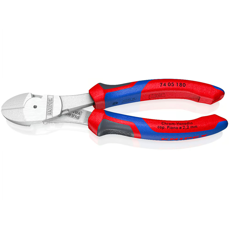 Cleste de forta KNIPEX cu taietura laterala si parghie mare, cromat, 180 mm, in blister