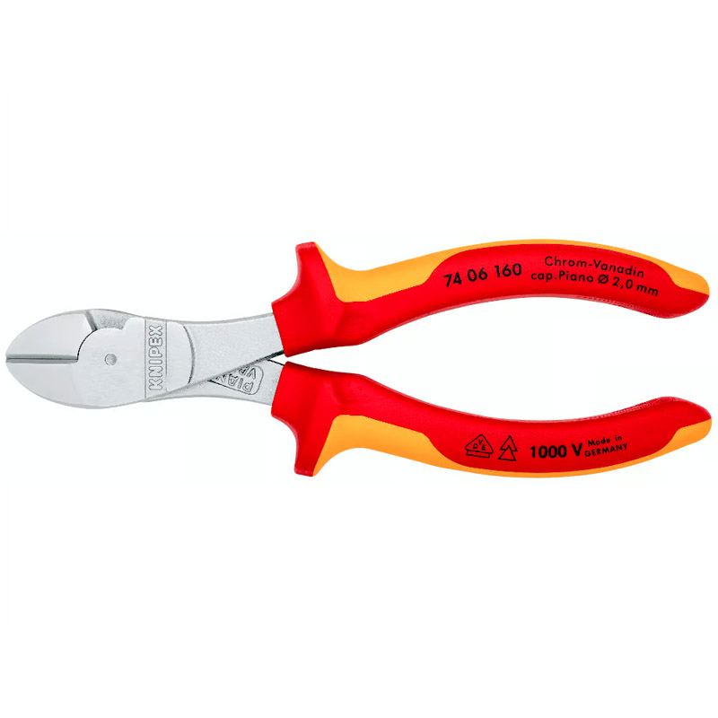 Cleste de forta KNIPEX VDE cu taietura laterala si parghie mare, 160 mm, in blister