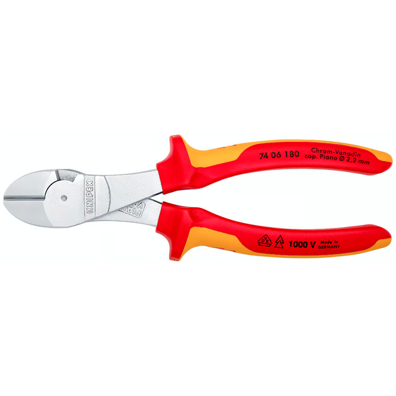 Cleste de forta KNIPEX VDE cu taietura laterala si parghie mare, 180 mm