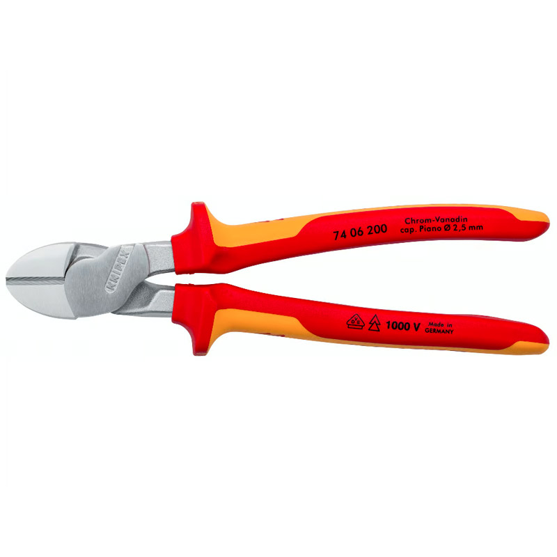 Cleste de forta KNIPEX VDE cu taietura laterala si parghie mare, 200 mm