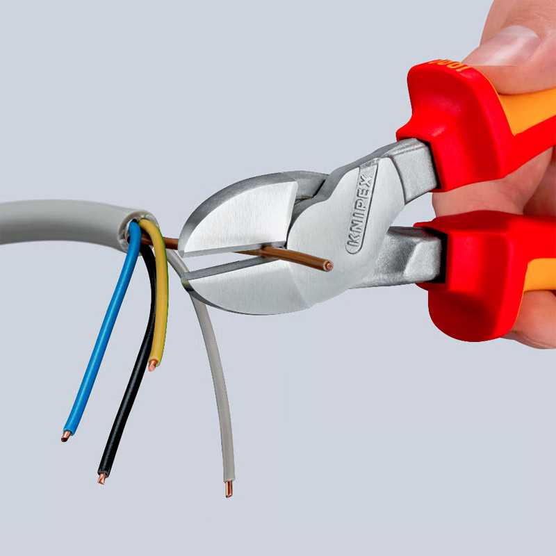 Cleste de forta KNIPEX VDE cu taietura laterala si parghie mare, 200 mm