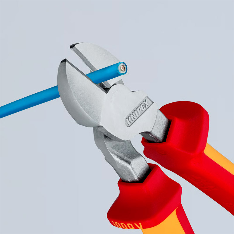 Cleste de forta KNIPEX VDE cu taietura laterala si parghie mare, 200 mm