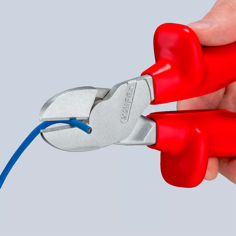 Cleste de forta KNIPEX VDE cu taietura laterala si parghie mare, 250 mm, manere izolate prin imersie