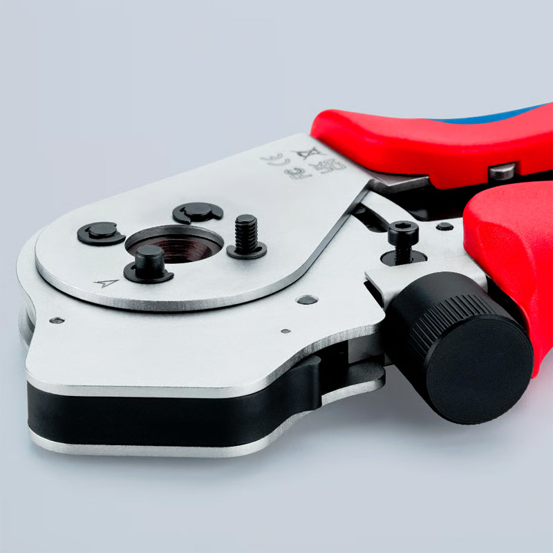 Cleste de presare KNIPEX 240 mm, cu patru dornuri pentru contacte rasucite, fara localizator, cu reglaj digital al avansului