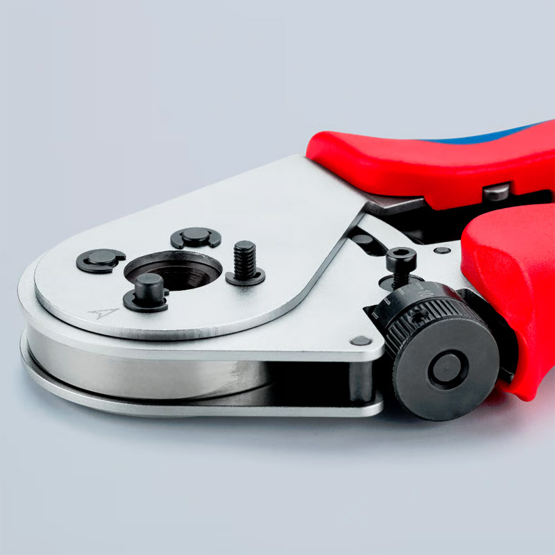 Cleste de presare KNIPEX 240 mm, cu patru dornuri pentru contacte rasucite, fara localizator, cu reglaj digital al avansului