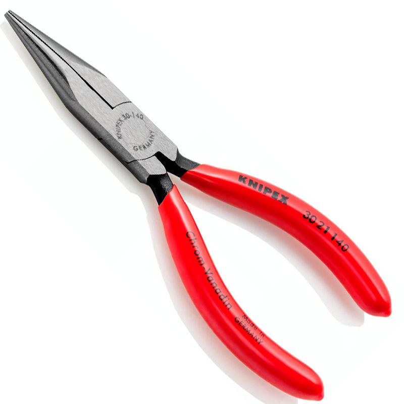 Cleste (patent) KNIPEX cu cioc lung semirotund,  140 mm, manere acoperite plastic, in blister