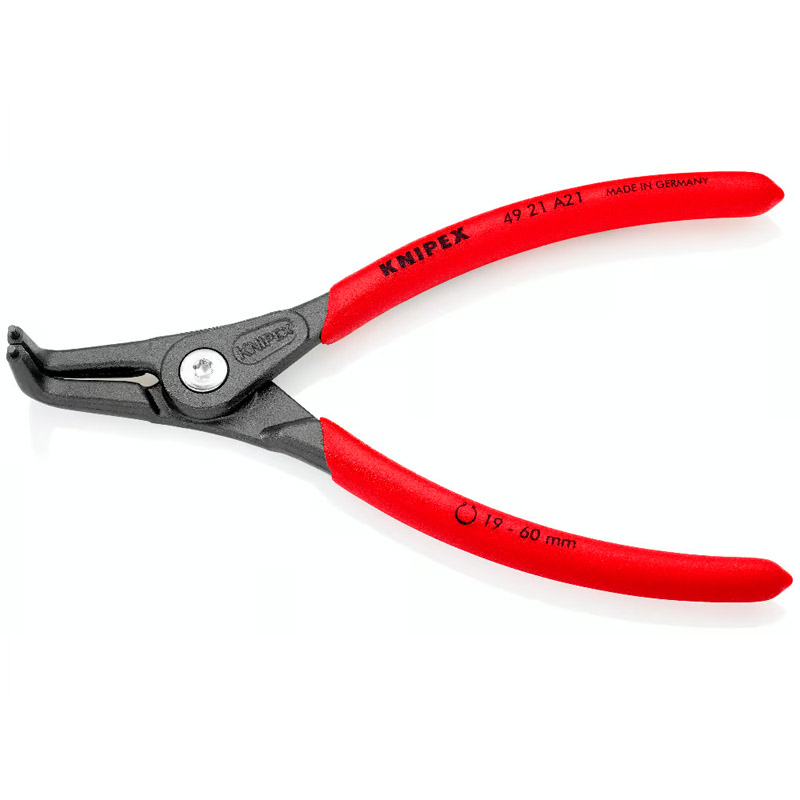 Cleste de precizie KNIPEX pentru inele de siguranță exterioare pe axe, Ø 19 - 60 mm, 165 mm, 191 g, in blister