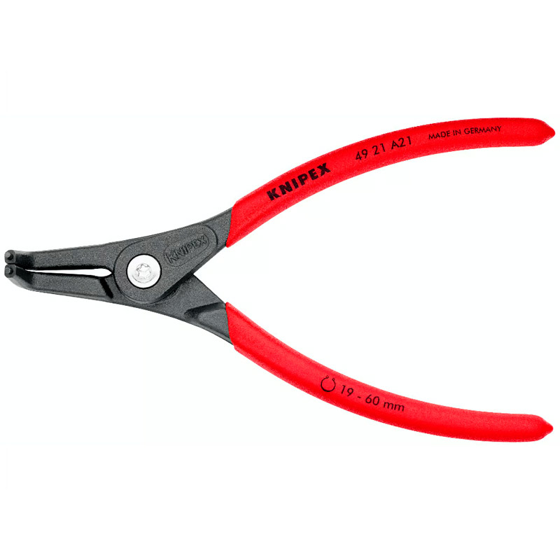 Cleste de precizie KNIPEX pentru inele de siguranță exterioare pe axe, Ø 19 - 60 mm, 165 mm, 191 g, in blister