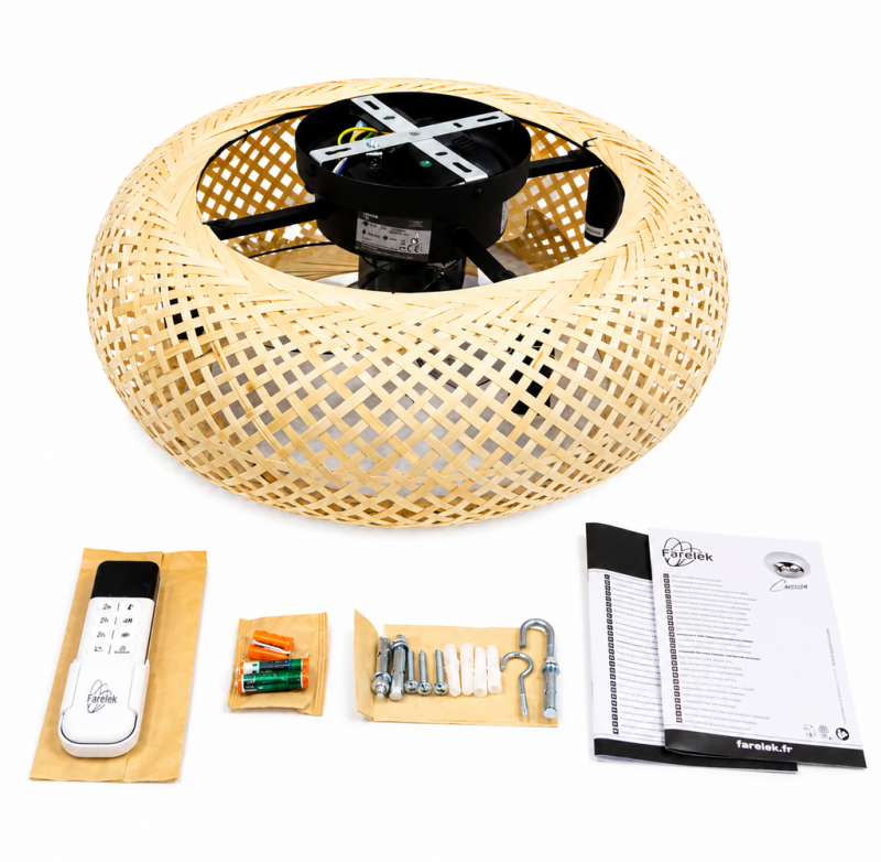 Ventilator de plafon, 20W, diametru 28cm, palete transparente ABS, 4 becuri E14, telecomanda,  Canissea