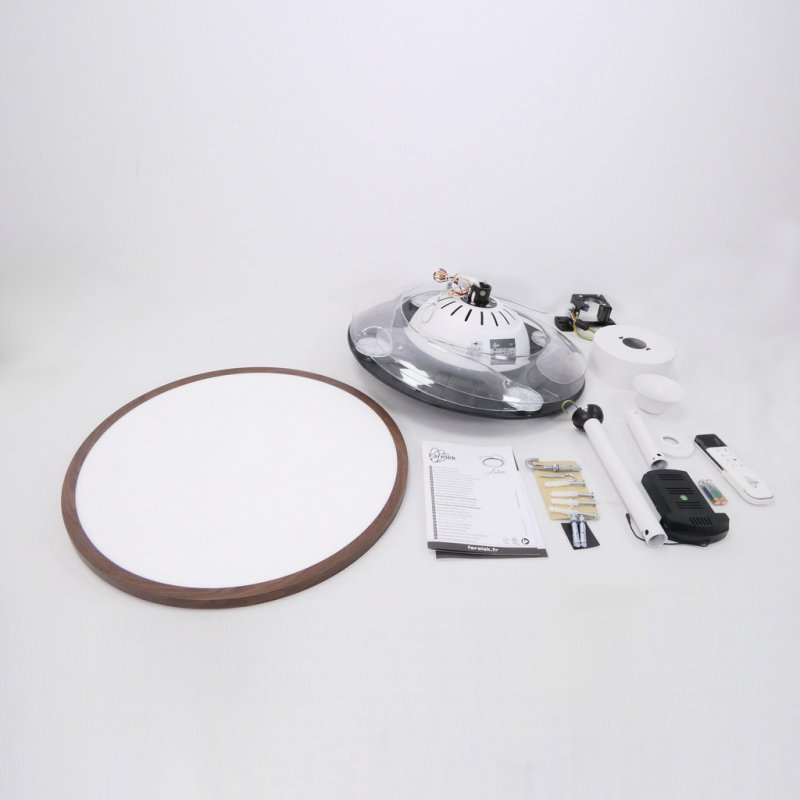 Ventilator de plafon, 20W, diametru 112cm, palete transparente ABS, LED 30W 3300 lumeni, telecomanda, Aelion