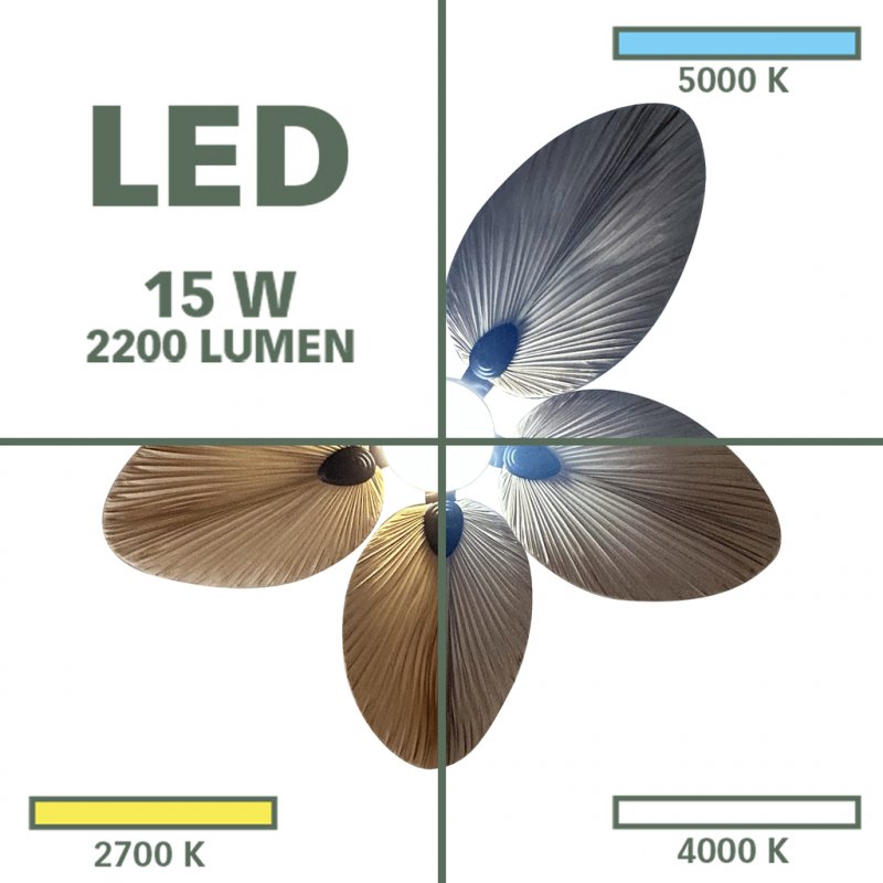 Ventilator de plafon, 40W, diametru 132cm, LED 18W 1980 lumeni, telecomanda, Makani