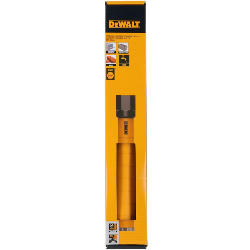 Carota diamantata gaurire umeda DeWALT, prindere 1.1/4 , Ø52x450 mm, segmente 10mm turbo, indicator adancime