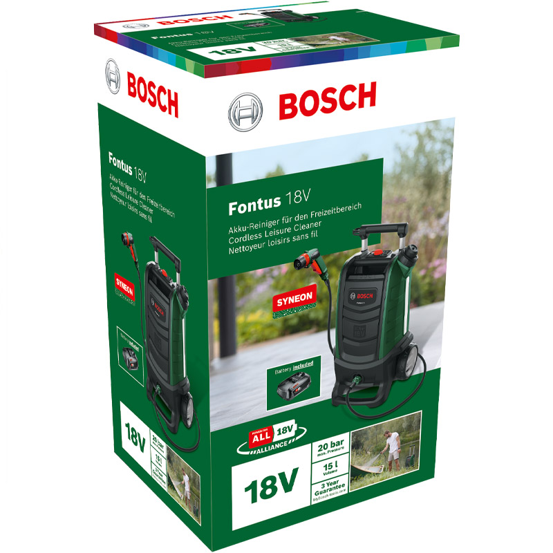 Aparat de spalat cu presiune BOSCH Fontus 18V cu acumulatori 2.5Ah, 20 bar, 15 l 