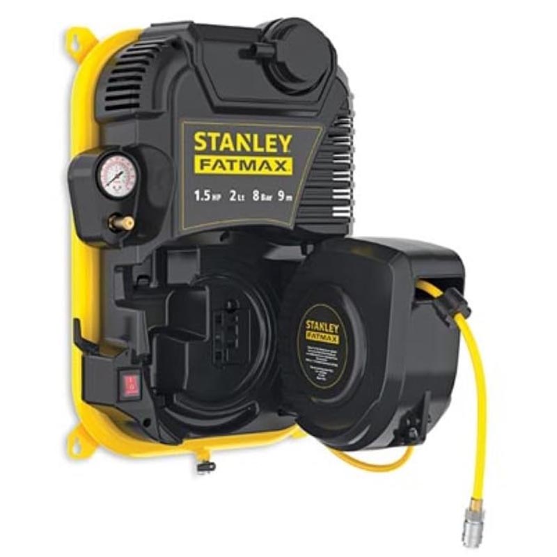 Compresor de perete fara ulei, 2l, 160l/min, 8bar, furtun 9m, Stanley FATMAX FMXCMD152WE