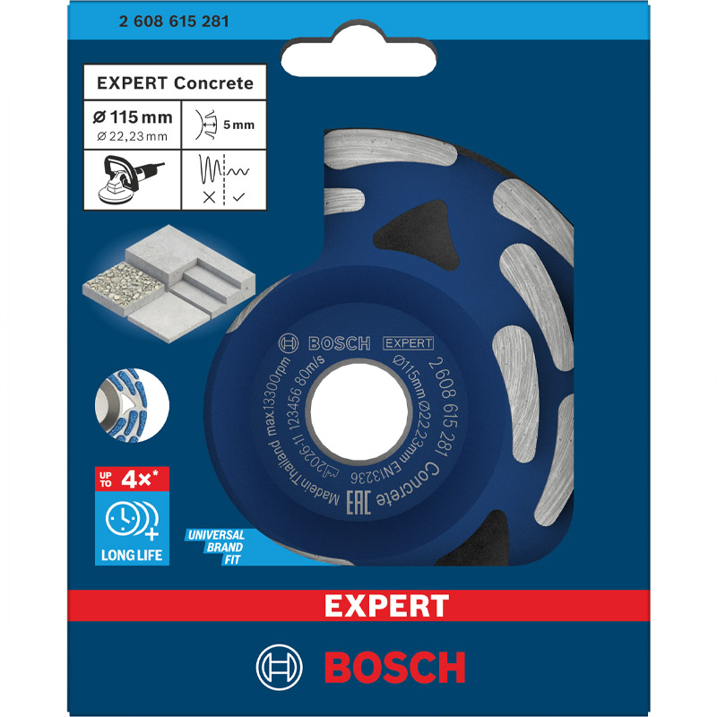 Disc diamantat oala (pentru slefuit) BOSCH EXPERT Concrete, 115 mm