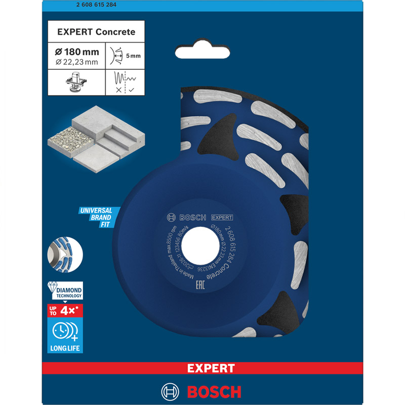 Disc diamantat oala (pentru slefuit) BOSCH EXPERT Concrete, 180 mm