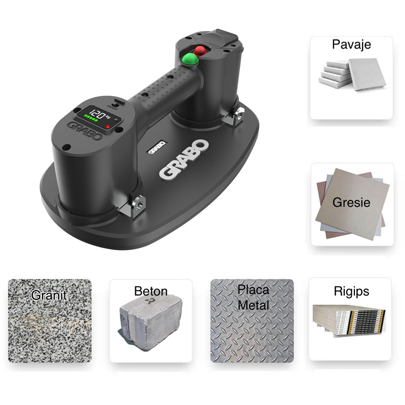 Ventuza electrica cu vacuum GRABO PRO BRUSHLESS, compatibila cu acumulatorii Bosch 18V