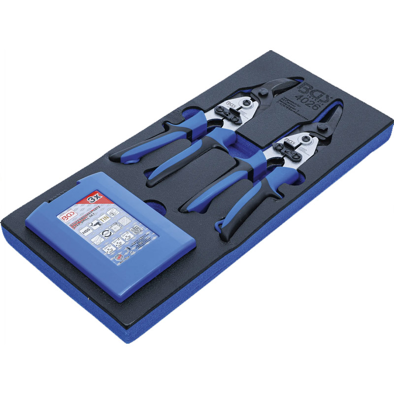 Organizator pentru carucior BGS, set 5 piese - burghie in trepte si foarfece pentru tabla, 1/3 sertar