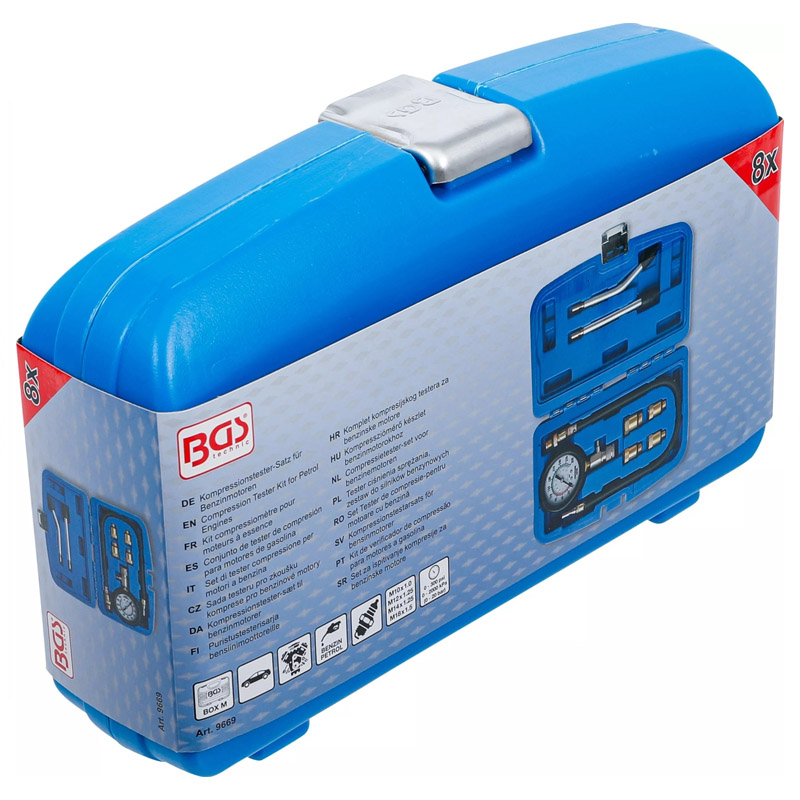 Tester compresie BGS pentru motoare pe benzina, 0 – 20 bar