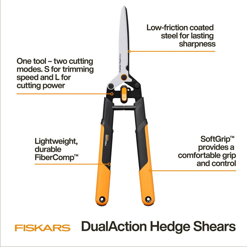 Foarfeca pentru tuns gard viu Fiskars X-SERIES DUAL ACTION HSX96