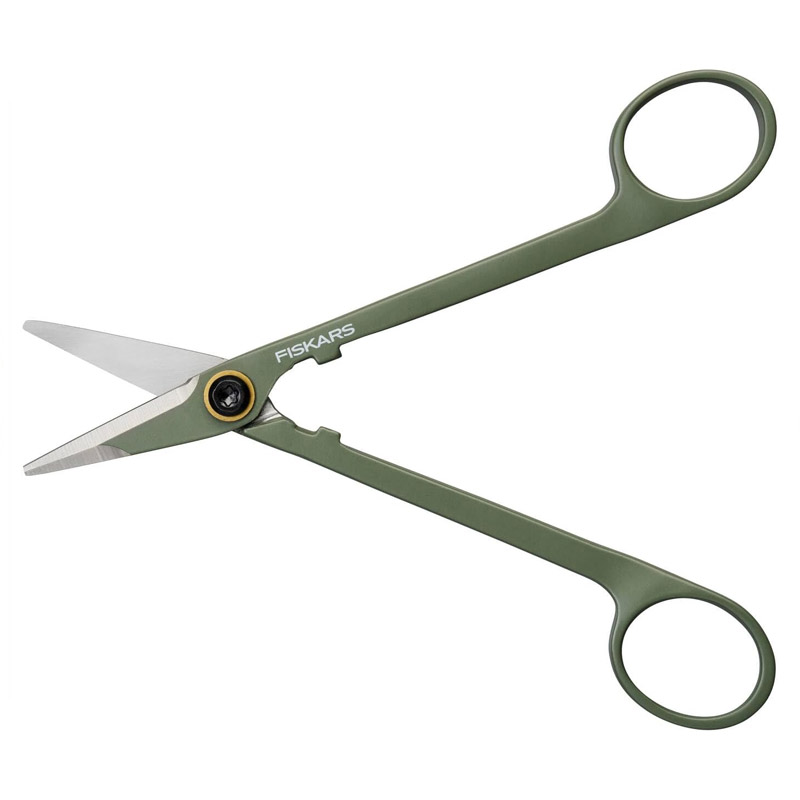 Foarfeca de precizie Fiskars Plant Care, pentru finisarea plantelor de gradina, cu suport, 17 cm