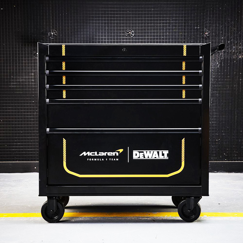 Carucior pentru scule DeWALT McLaren F1 Team, 5 sertare si maner lateral