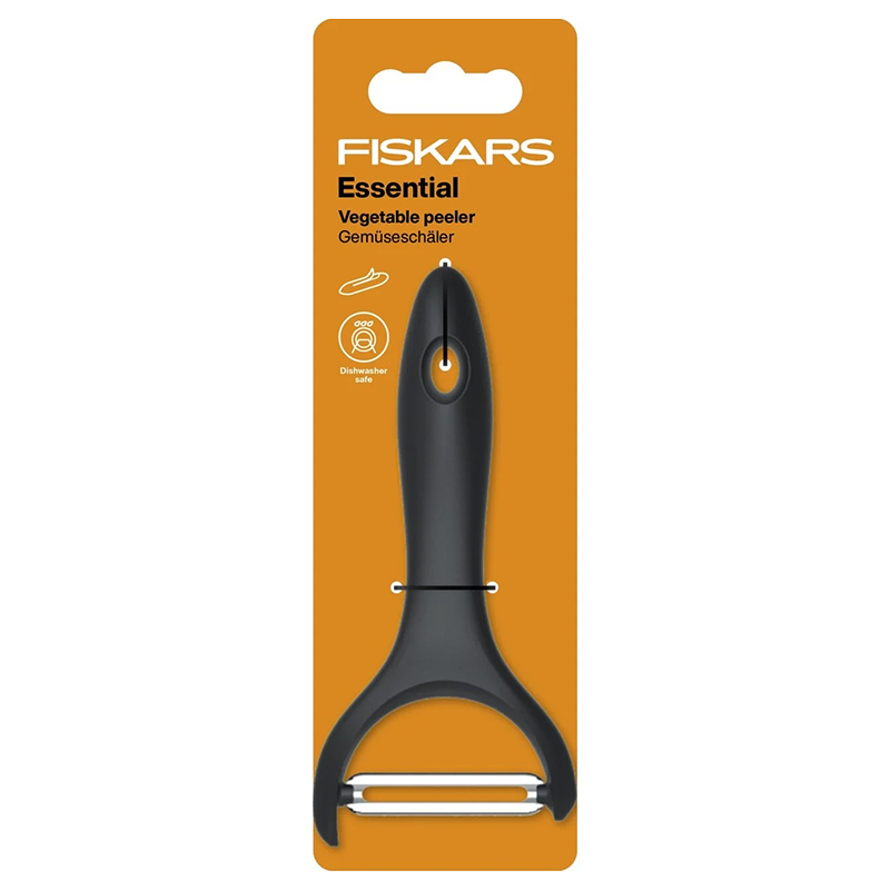 Dispozitiv de curatat legume, Fiskars, Essential, lama mobila, 140 mm, 30 g
