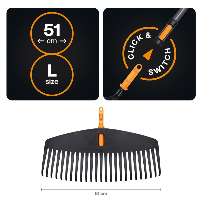 Grebla pentru frunze Fiskars OneClick 51 cm, marime 