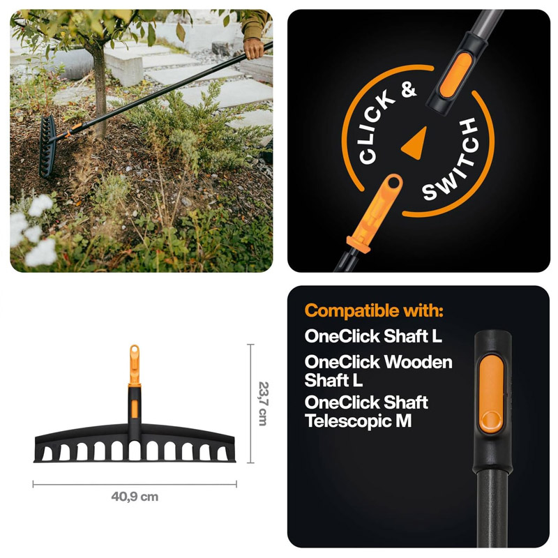 Grebla universala Fiskars OneClick 40.9 cm, marime 