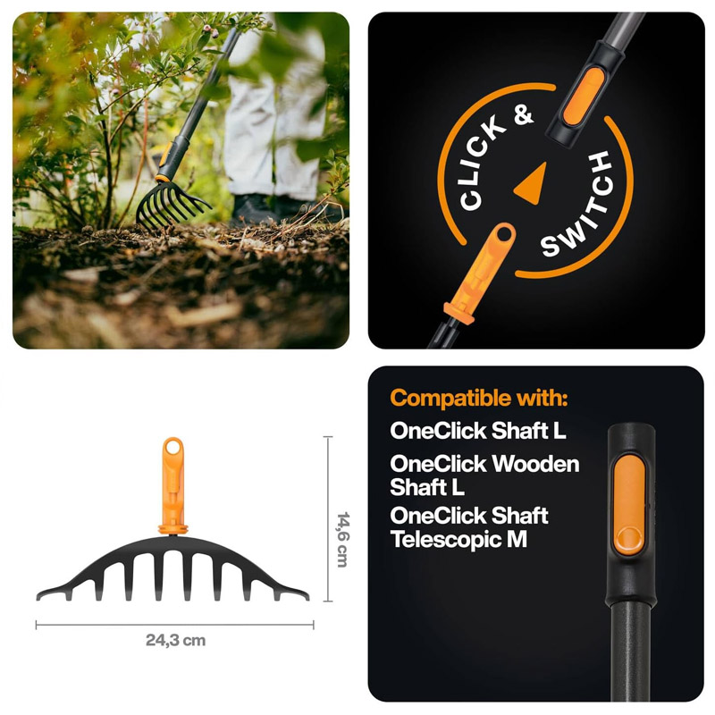 Grebla pentru trandafiri si flori inalte Fiskars OneClick 24.3 cm, metal, fara coada