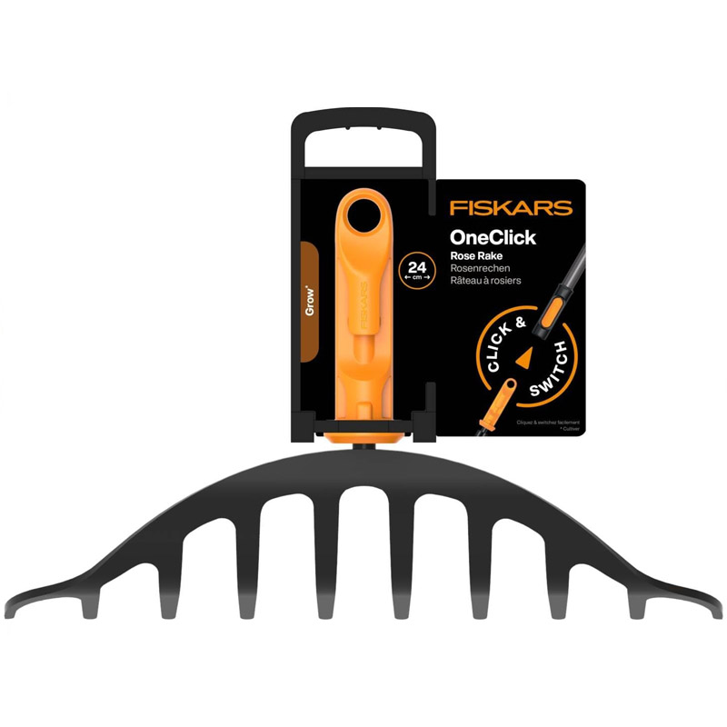 Grebla pentru trandafiri si flori inalte Fiskars OneClick 24.3 cm, metal, fara coada