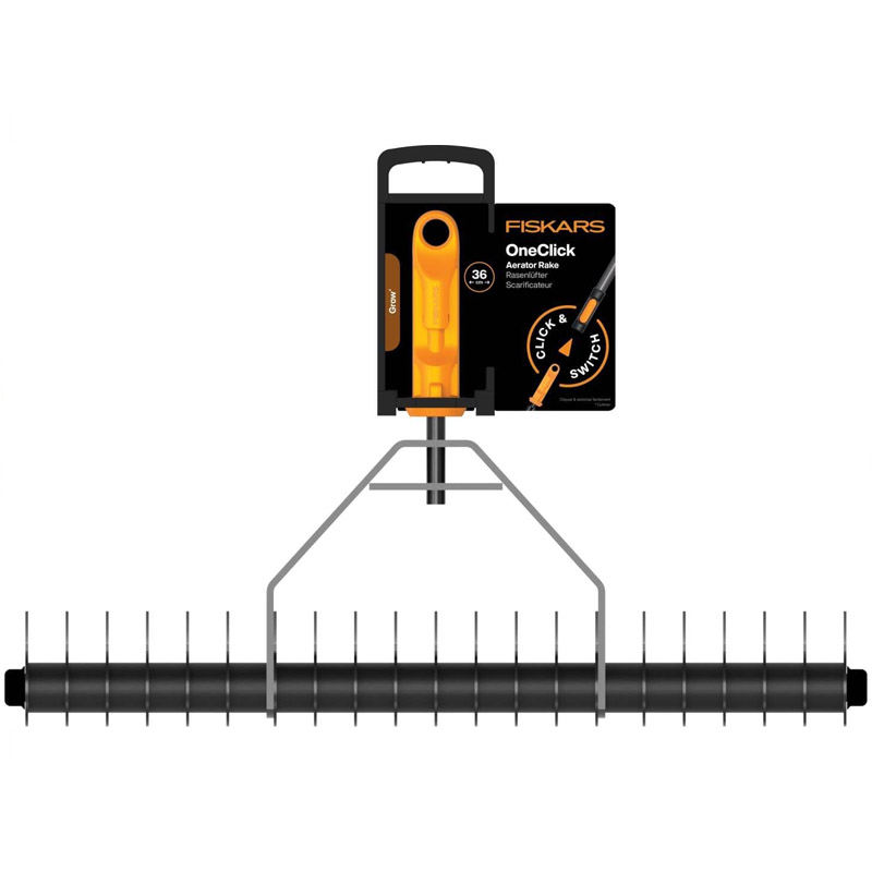 Grebla pentru aerat gazon Fiskars OneClick 36 cm, marime 