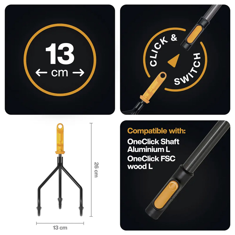 Cultivator Fiskars OneClick fara coada, 13 cm