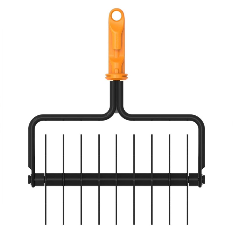 Aerator rotativ pentru afanatul solului Fiskars OneClick, cu cap rotativ si discuri stelate, fara coada, 25.9 cm