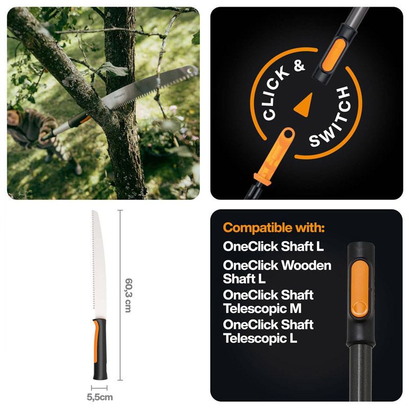 Fierastrau drept Fiskars OneClick, fara coada, 60.3 cm