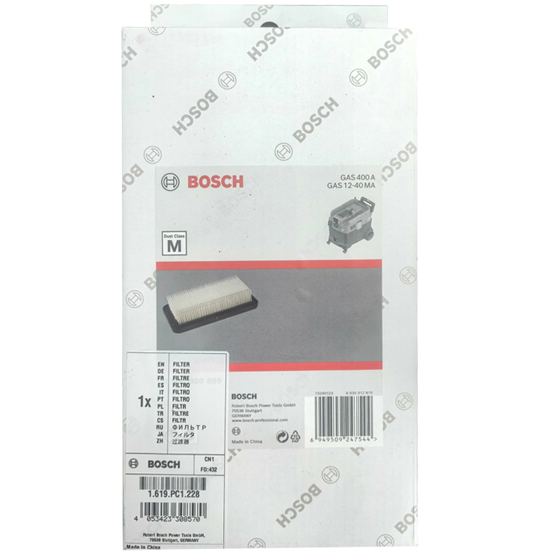 Filtru plisat plat PES, BOSCH 1619PC1228, clasa M