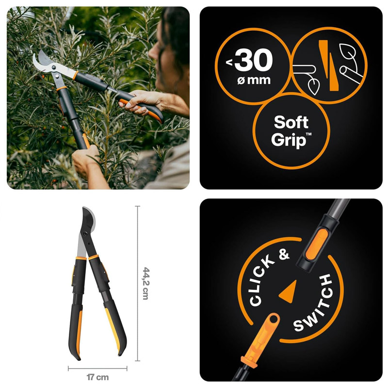 Foarfeca de mana Fiskars OneClick pentru crengi groase max. 30 mm, fara coada, 44.2 cm