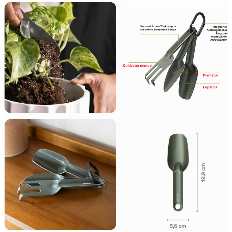 Set 3 unelte pentru plantat si cultivat Fiskars