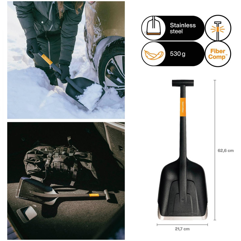 Lopata auto compacta pentru zapada Fiskars, maner 