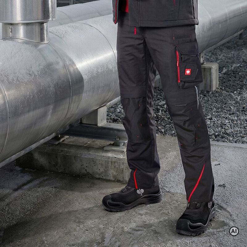Pantaloni de lucru ergonomici Strauss, e.s.motion 2020, negru grafit-rosu, marimea 38