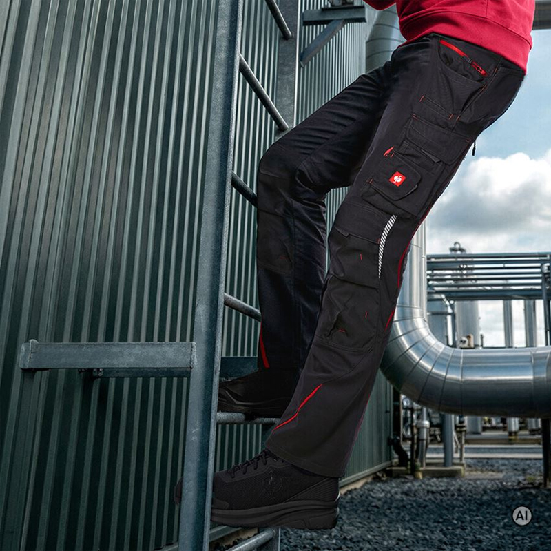 Pantaloni de lucru ergonomici Strauss, e.s.motion 2020, negru grafit-rosu, marimea 38
