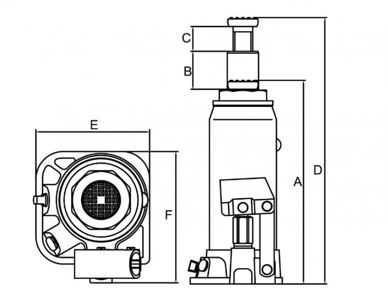 Cric hidraulic butelie, 6t, 207-402mm, BigRed, sudat