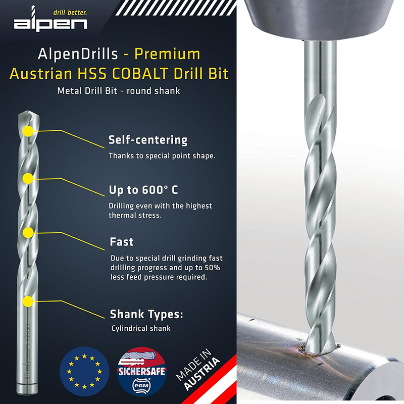 Burghiu pt. metal HSS-ECO 5% Cobalt DIN 338 RN-C, 6.0 x 93/57, ALPEN