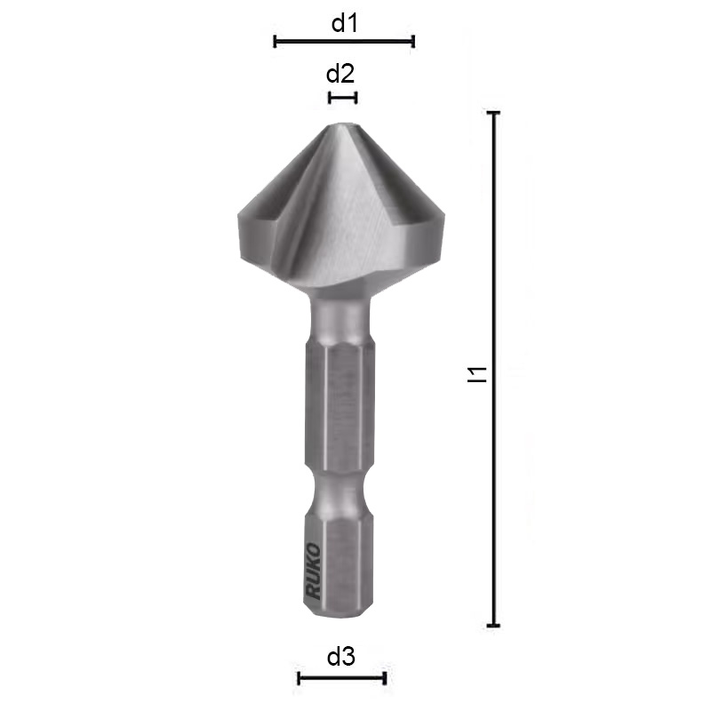Tesitor (zencuitor) pentru metale RUKO, 6.3mm, HSS, 90⁰, coada hexagonala