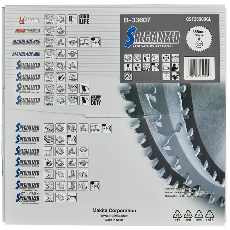 Disc pentru circular, 355 x 30 mm, 80 dinti, Spcialized for Sandwich Panel