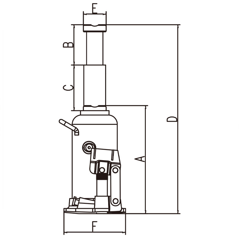 Cric hidraulic butelie TCE, 10t, 210-520 mm, 2 cilindri