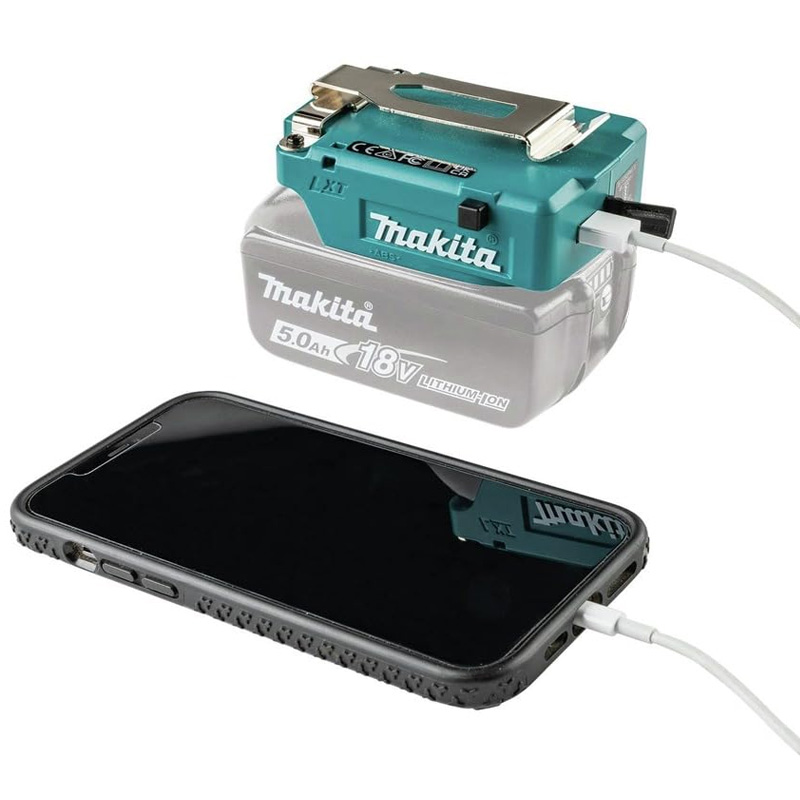 Suport acumulator Makita LXT, 14,4–18V, USB-A