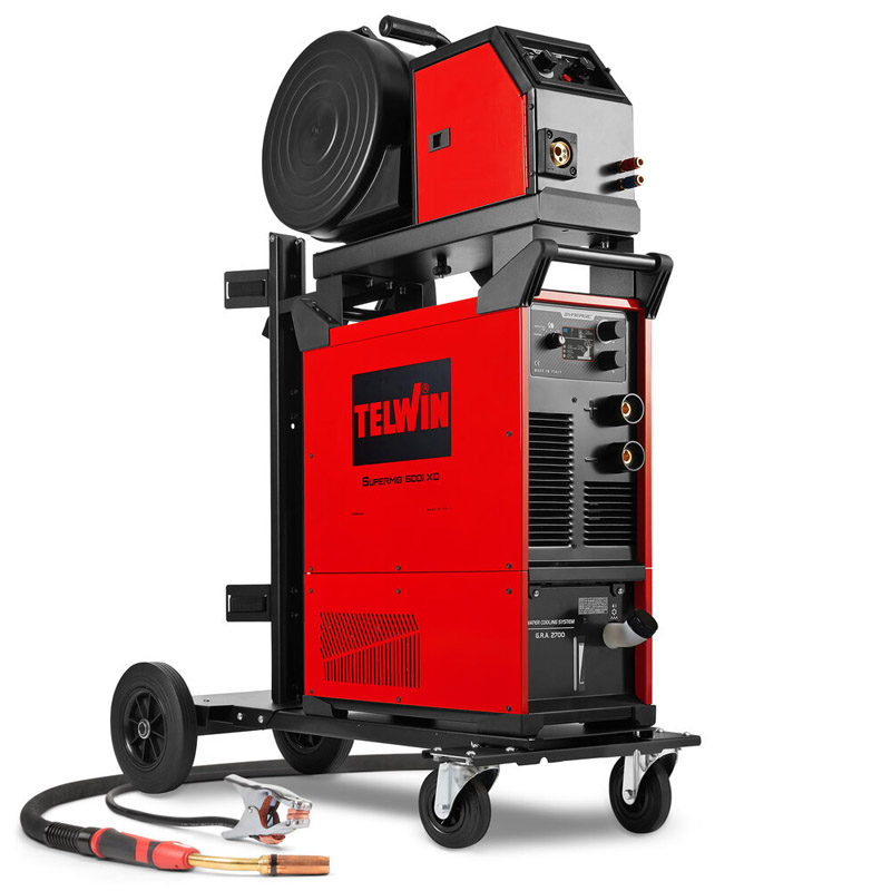 Aparat de sudura multiproces MIG/MAG SUPERMIG 500i XD PACK racit cu apa + carucior model AQUA, Telwin