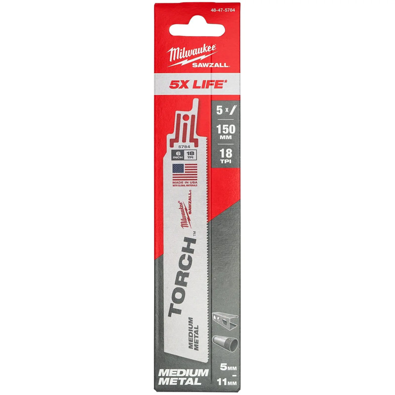 Set 5 panze Heavy Duty TORCH™ sabie, pentru demolari, 150/1.06 mm, 18 TPI Milwaukee